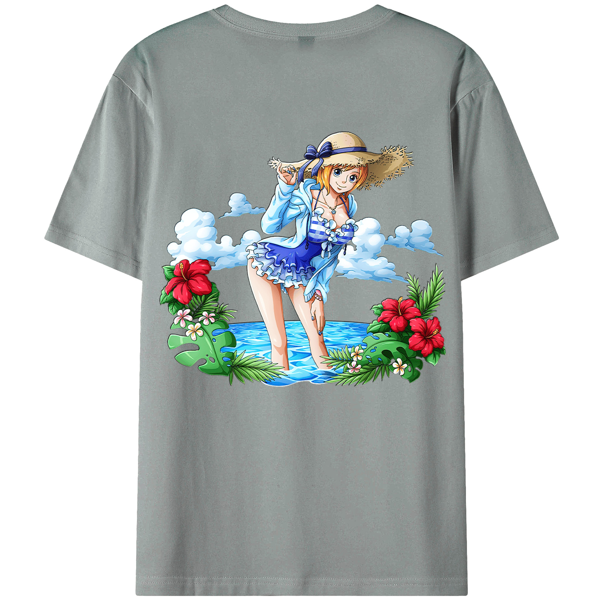 （画像用） ワンピース ナミ ONE PIECE Nami 綿100％ メンズ半袖Tシャツ（バックプリント） 通気性